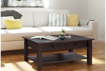 Sofabord Yamina 100 cm med Oppbevaring 2 Skuffer + Hylle - Svart - Møbler - Bord - Sofabord & salongbord