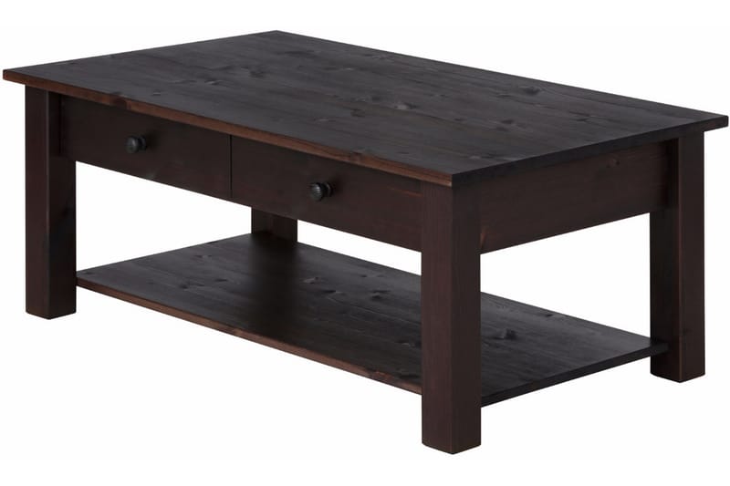 Sofabord Yamina 100 cm med Oppbevaring 2 Skuffer + Hylle - Svart - Møbler - Bord - Sofabord & salongbord