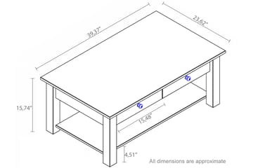 Sofabord Yamina 100 cm med Oppbevaring 2 Skuffer + Hylle - Svart - Møbler - Bord - Sofabord & salongbord