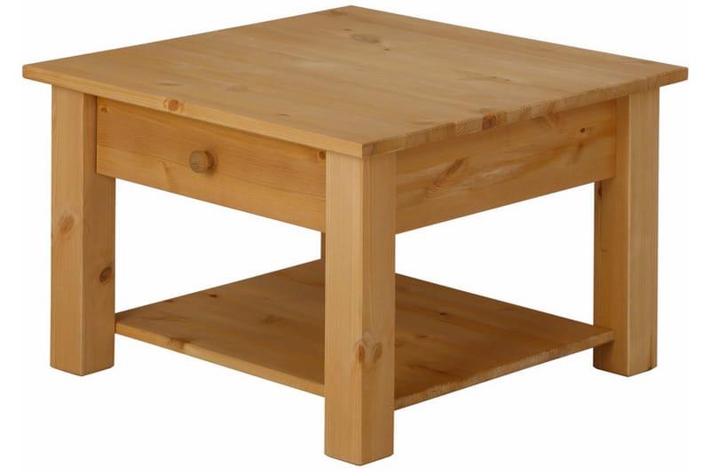 Sofabord Yamina 60 cm med Oppbevaringsskuff + Hylle - Brun - Møbler - Bord - Sofabord & salongbord - Sofabord med oppbevaring