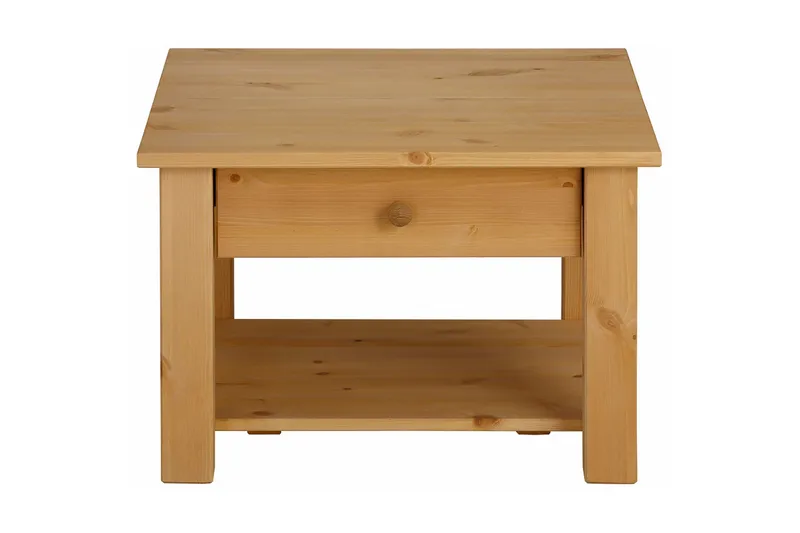 Sofabord Yamina 60 cm med Oppbevaringsskuff + Hylle, Brun