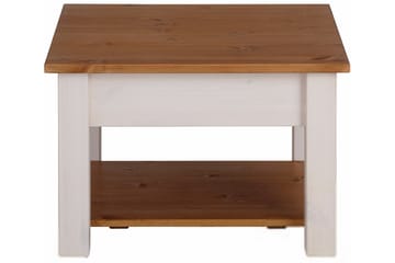 Sofabord Yamina 60 cm med Oppbevaringsskuff + Hylle - Hvit/Brun - Møbler - Bord - Sofabord & salongbord