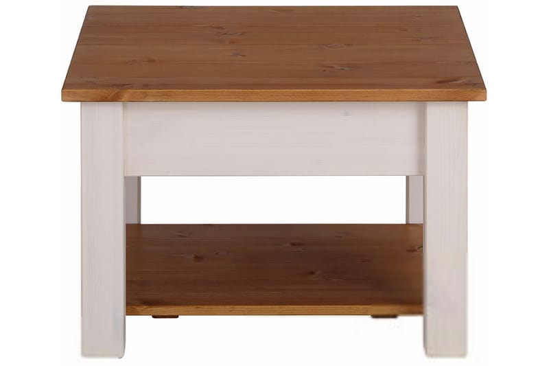 Sofabord Yamina 60 cm med Oppbevaringsskuff + Hylle - Hvit/Brun - Møbler - Bord - Sofabord & salongbord