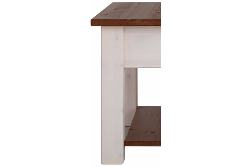 Sofabord Yamina 60 cm med Oppbevaringsskuff + Hylle - Hvit/Brun - Møbler - Bord - Sofabord & salongbord