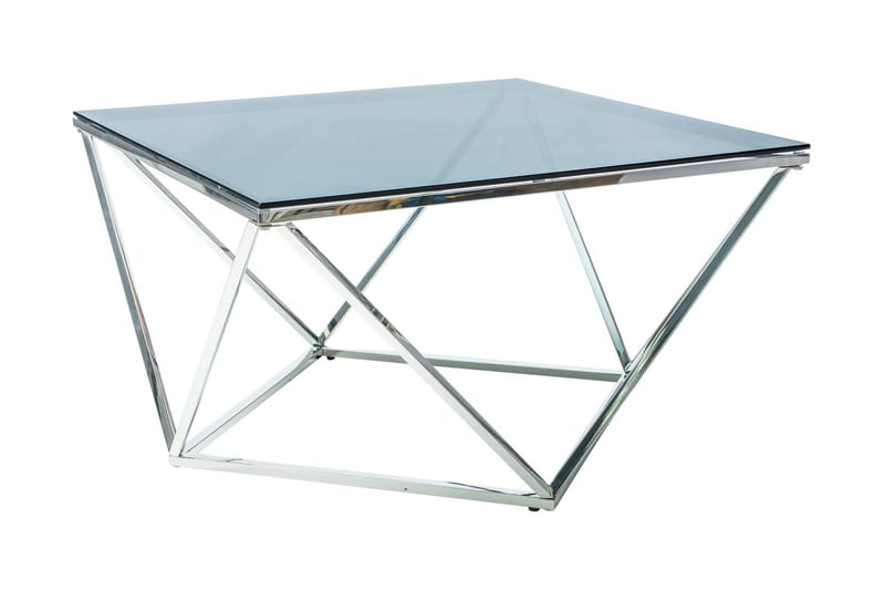 Sofabord Yealand 80 cm - Glass/Silver - Sofabord & salongbord