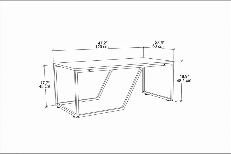 Sofabord Zakkum 60x48x120 cm - Hvit - Sofabord & salongbord