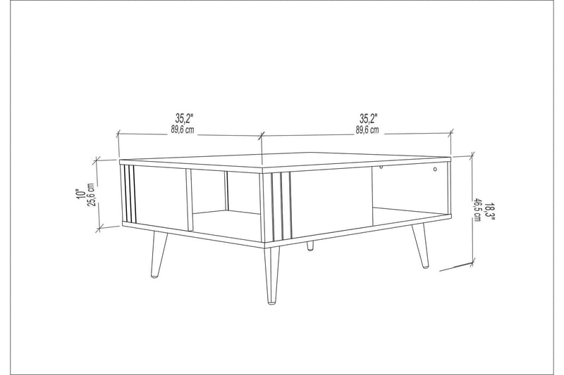 Sofabord Zakkum 89,6x46,5x89,6 cm - Hvit - Sofabord & salongbord