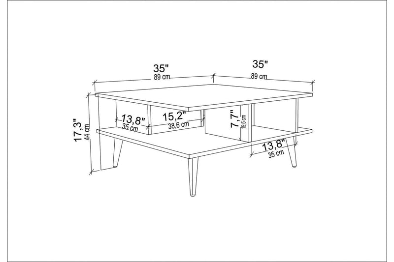 Sofabord Zakkum 89x44x89 cm - Brun - Sofabord & salongbord