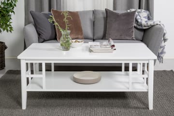 Sofabord Piteå 130 cm med Oppbevaringshylle Hvit - Hvit - Møbler - Bord - Sofabord & salongbord - Sofabord med oppbevaring