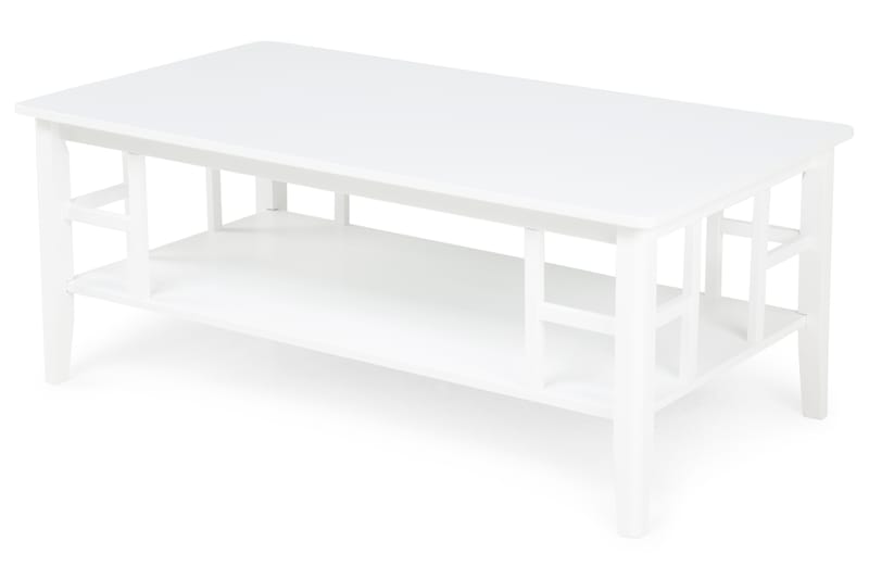 Sofabord Piteå 130 cm med Oppbevaringshylle Hvit - Hvit - Sofabord & salongbord - Sofabord med oppbevaring