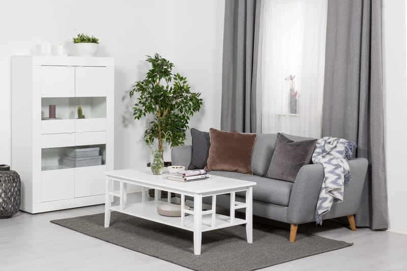 Sofabord Piteå 130 cm med Oppbevaringshylle Hvit - Hvit - Sofabord med oppbevaring - Sofabord & salongbord