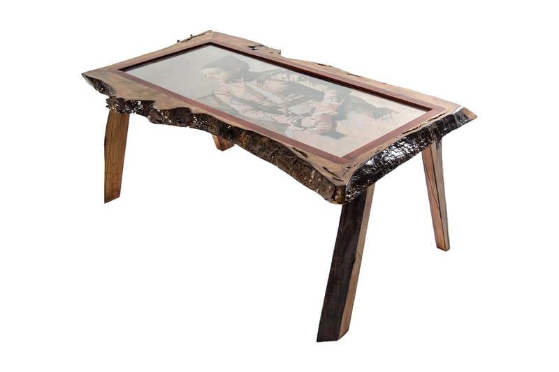 Sofabord Picassa 115 cm med Bilde - Mørkebrun - Sofabord & salongbord