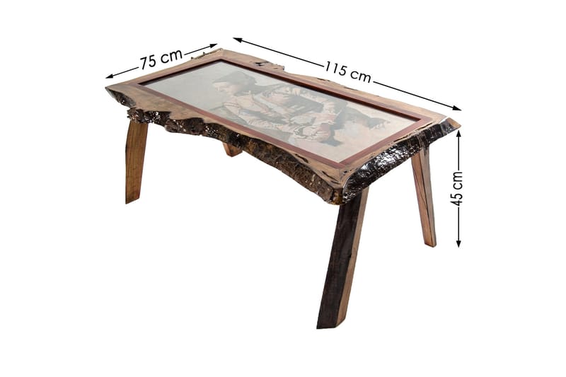 Sofabord Picassa 115 cm med Bilde - Mørkebrun - Sofabord & salongbord