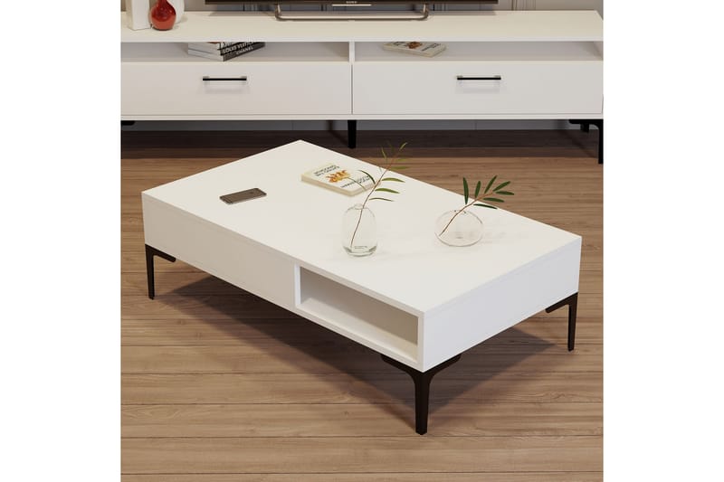Sofabord Pikach 105x32,6x105 cm - Hvit - Sofabord & salongbord