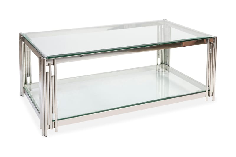 Sofabord Prato 130 cm med Oppbevaringshylle Glass/Krom - Stenexpo - Sofabord & salongbord