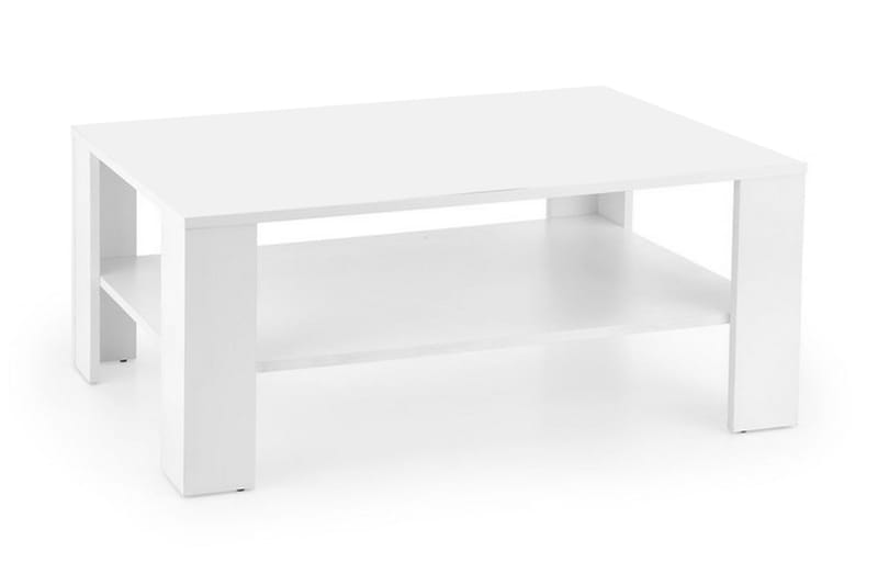 Sofabord Pikarnia 110 cm med Oppbevaringshylle - Hvit - Sofabord & salongbord
