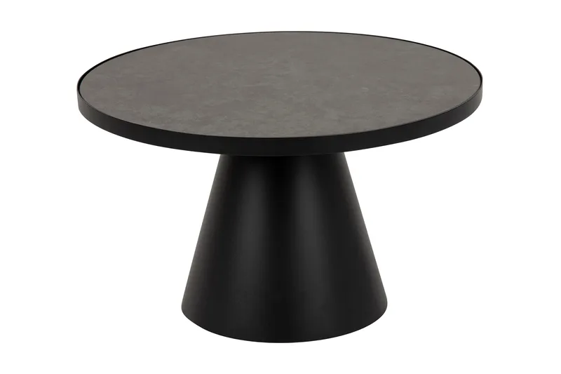 Soli Forlengingsbart Sofabord 66 cm Rundt, Glass/Svart/Matt Svart