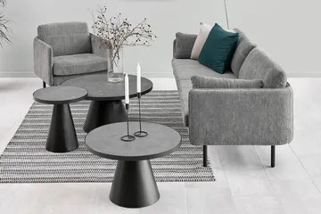 Soli Forlengingsbart Sofabord 66 cm Rundt - Glass/Svart/Matt Svart - Møbler - Bord - Sofabord & salongbord