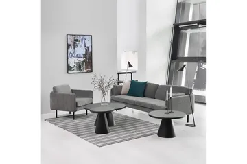 Soli Forlengingsbart Sofabord 66 cm Rundt - Glass/Svart/Matt Svart - Møbler - Bord - Sofabord & salongbord