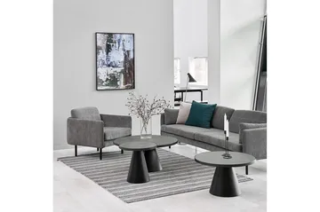 Soli Forlengingsbart Sofabord 66 cm Rundt - Glass/Svart/Matt Svart - Møbler - Bord - Sofabord & salongbord