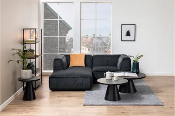 Soli Forlengingsbart Sofabord 66 cm Rundt - Glass/Svart/Matt Svart - Møbler - Bord - Sofabord & salongbord