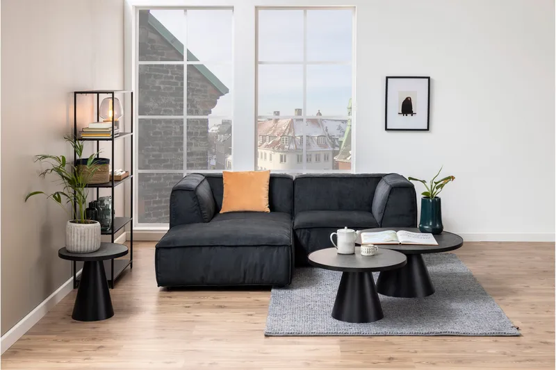 Soli Forlengingsbart Sofabord 66 cm Rundt - Glass/Svart/Matt Svart - Møbler - Bord - Sofabord & salongbord