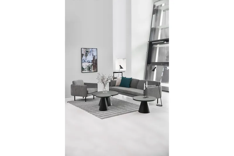 Soli Sofabord 46 cm Rundt - Glass/Svart/Matt Svart - Møbler - Bord - Sofabord & salongbord