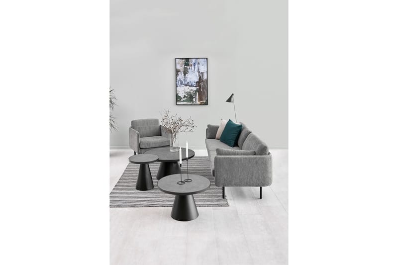 Soli Sofabord 46 cm Rundt - Glass/Svart/Matt Svart - Møbler - Bord - Sofabord & salongbord