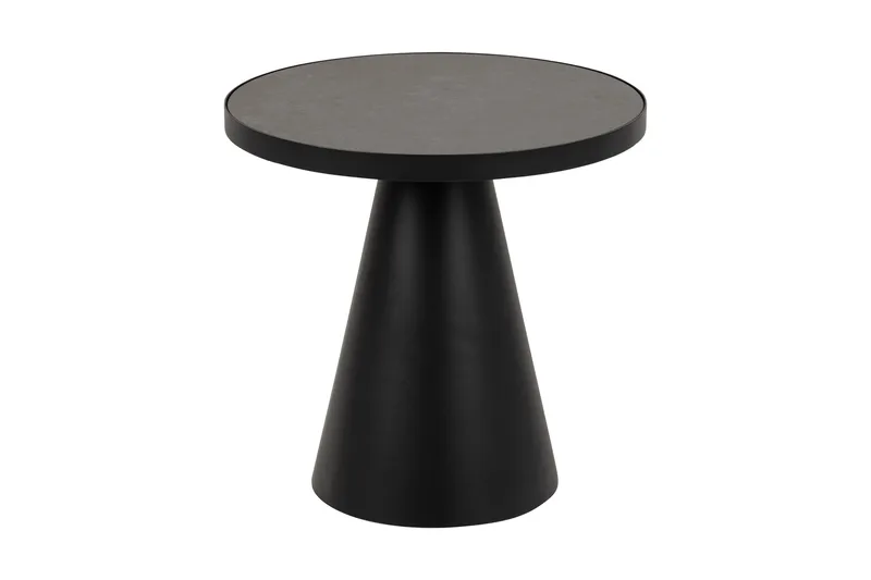 Soli Sofabord 46 cm Rundt, Glass/Svart/Matt Svart