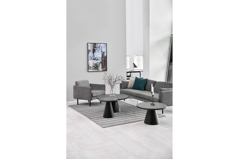 Soli Sofabord 46 cm Rundt - Glass/Svart/Matt Svart - Møbler - Bord - Sofabord & salongbord