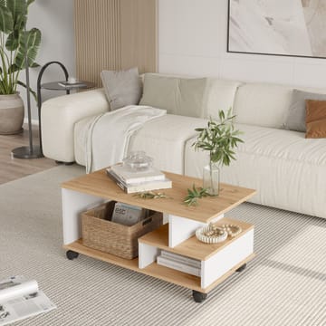 Solven Sofabord 90x42,5x51 cm - Eik og hvit - Møbler - Bord - Sofabord & salongbord