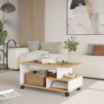 Solven Sofabord 90x42,5x51 cm - Eik og hvit - Møbler - Bord - Sofabord & salongbord