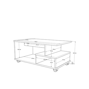 Solven Sofabord 90x42,5x51 cm - Eik/Antrasitt - Møbler - Bord - Sofabord & salongbord - Sofabord med hjul