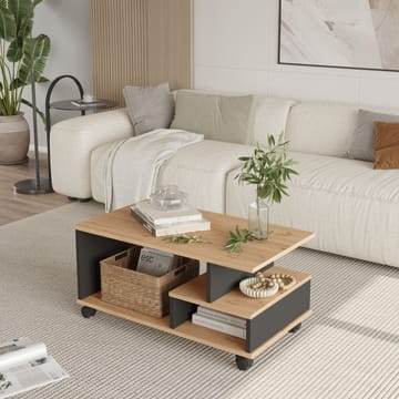 Solven Sofabord 90x42,5x51 cm - Eik/Antrasitt - Møbler - Bord - Sofabord & salongbord - Sofabord med hjul