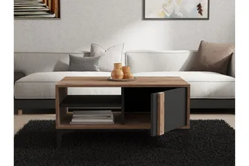 Sonay 90 cm Rektangulært Sofabord med Hyller i Lakkert Tre - Brun - Møbler - Bord - Sofabord & salongbord