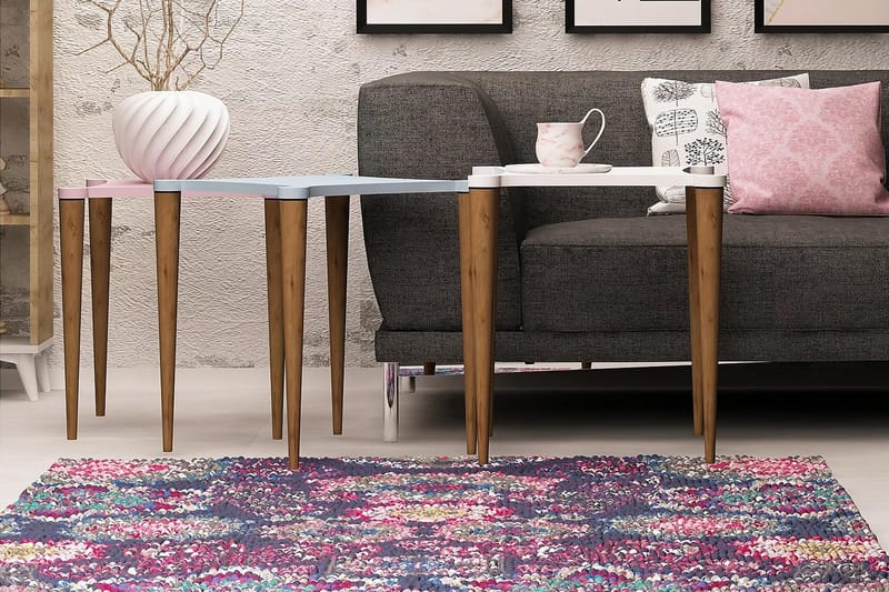 Springtime Settbord 50 cm 3 Bord - Hvit/Rosa/Blå - Møbler - Bord - Sofabord & salongbord