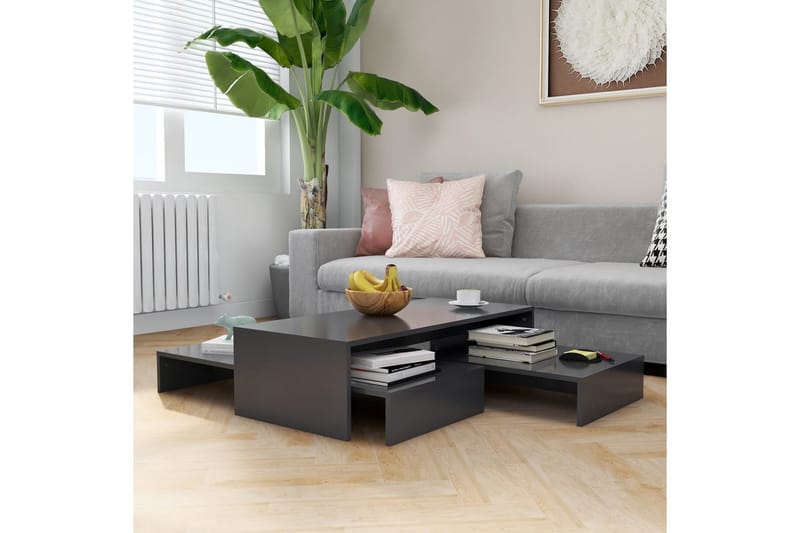 Stablebart salongbordsett grå 100x100x26,5 cm sponplate - Grå - Sofabord & salongbord - Settbord