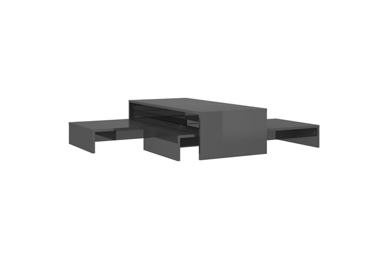 Stablebart salongbordsett høyglans grå 100x100x26,5 cm - Gr�å - Sofabord & salongbord - Settbord