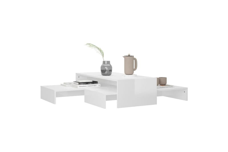 Stablebart salongbordsett høyglans hvit 100x100x26,5 cm - Hvit - Sofabord & salongbord - Settbord
