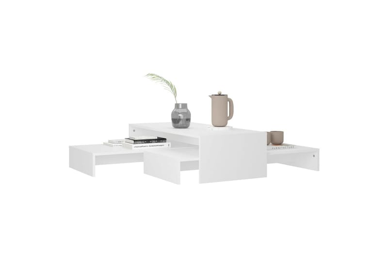 Stablebart salongbordsett hvit 100x100x26,5 cm sponplate - Hvit - Sofabord & salongbord - Settbord