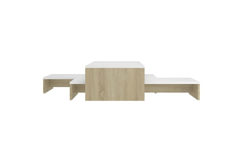 Stablebart salongbordsett hvit og sonoma eik 100x100x26,5 cm - Beige - Sofabord & salongbord - Settbord