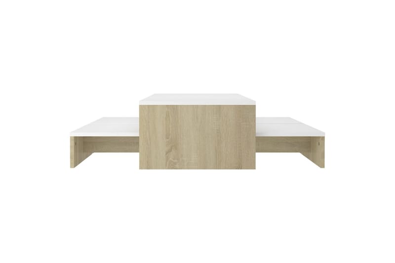 Stablebart salongbordsett hvit og sonoma eik 100x100x26,5 cm - Beige - Sofabord & salongbord - Settbord