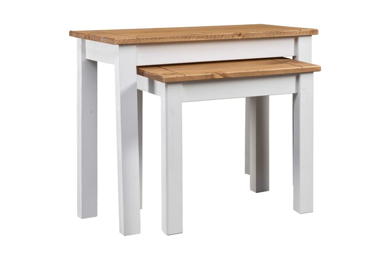 Stablebord 2 stk hvit heltre furu Panama Range - Settbord - Sofabord & salongbord