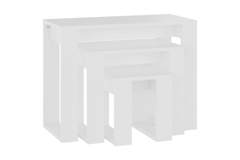 Stablebord 3 stk hvit sponplate - Hvit - Sofabord & salongbord - Settbord