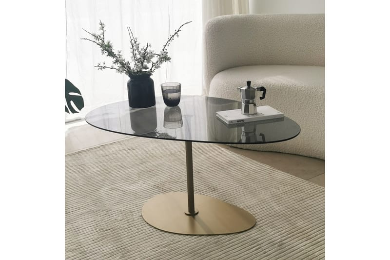 Svanabyn Sofabord 90 cm - Grå/Gull - Møbler - Bord - Sofabord & salongbord