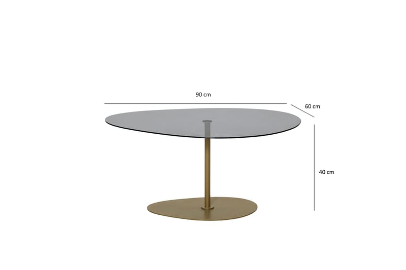 Svanabyn Sofabord 90 cm - Grå/Gull - Møbler - Bord - Sofabord & salongbord