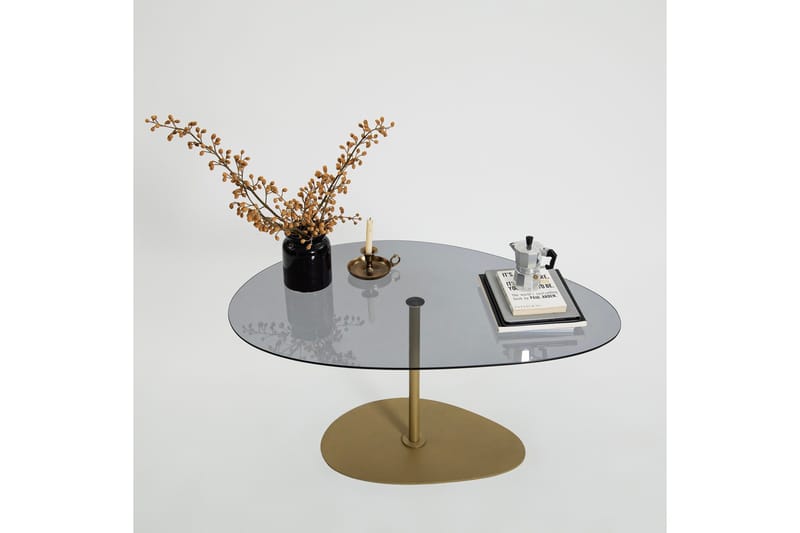 Svanabyn Sofabord 90 cm - Grå/Gull - Møbler - Bord - Sofabord & salongbord