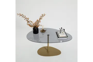 Svanabyn Sofabord 90 cm - Grå/Gull - Møbler - Bord - Sofabord & salongbord