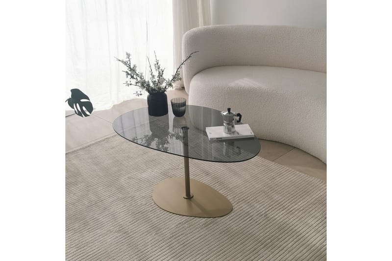 Svanabyn Sofabord 90 cm - Grå/Gull - Møbler - Bord - Sofabord & salongbord