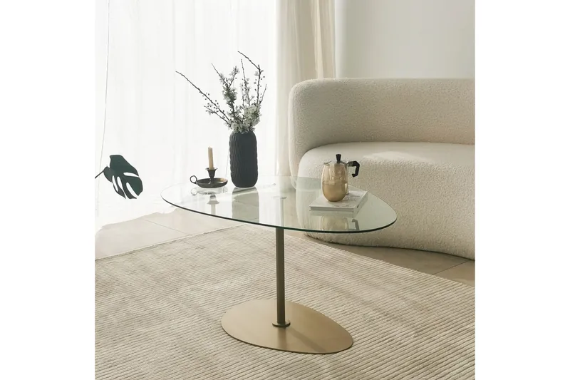 Svanabyn Sofabord 90 cm - Gull - Møbler - Bord - Sofabord & salongbord